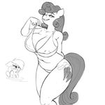  anthro anthrofied big_breasts bikini black_and_white breasts carrot_top_(mlp) cleavage clothed clothing cutie_mark derp_eyes derpy_hooves_(mlp) digitigrade duo equine female friendship_is_magic hair horse kevinsano mammal monochrome my_little_pony navel nipples pegasus pony standing swimsuit water wings 