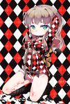  :&lt; argyle argyle_background argyle_panties arms_behind_head backpack bag blood breasts brown_eyes buckle cameltoe checkered choker collarbone commentary_request gui_(goo-gui) kneeling looking_at_viewer medium_breasts original panties petite plaid print_panties red_panties sex solo underwear 