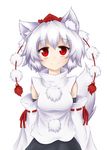  animal_ears bad_deviantart_id bad_id bare_shoulders blush breasts detached_sleeves hat inubashiri_momiji kamil_dabrowski looking_up medium_breasts pom_pom_(clothes) red_eyes shirt short_hair silver_hair simple_background skirt smile solo tail tokin_hat touhou white_background white_shirt wolf_ears wolf_tail 