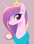  crown equine female friendship_is_magic gold hair horn looking_at_viewer mammal multi-colored_hair my_little_pony plain_background princess_cadance_(mlp) purple_eyes scarf solo steffy-beff unicorn winged_unicorn wings 