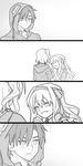  2girls bad_id bad_pixiv_id comic dress greyscale hood hoodie kagerou_project kangmoro kisaragi_momo kozakura_marry long_hair monochrome multiple_girls seto_kousuke short_hair side_ponytail silent_comic smile 