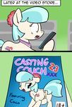  blue_eyes blue_hair coco_pommel_(mlp) cutie_mark english_text equine eyelashes female feral flower friendship_is_magic hair happy horse mammal my_little_pony pony pussy smile solo text two_tone_hair whatsapokemon 