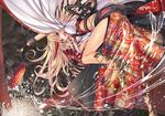  blonde_hair chain fang gloves horns hoshiguma_yuugi kantarou_(nurumayutei) long_hair red_eyes shackles touhou 