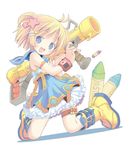  blonde_hair boots child copyright_request crayon dress frills hair_ornament hairclip pop rocket_launcher short_hair solo weapon 