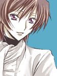  brown_hair code_geass koromo_(kinu) lelouch_lamperouge lowres male_focus purple_eyes smile solo 