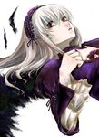  bad_id bad_pixiv_id feathers frills hairband kazumiya_akira long_hair purple_eyes rozen_maiden silver_hair solo suigintou wings 