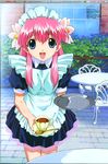  absurdres blue_eyes coffee galaxy_angel happy highres long_hair looking_at_viewer milfeulle_sakuraba pink_hair waitress 