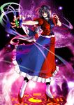  dress fighting_stance full_body high_heels kamotama looking_afar nurse puffy_short_sleeves puffy_sleeves red_eyes shaded_face short_sleeves silver_hair solo standing touhou trigram yagokoro_eirin yin_yang 