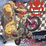  bowser bracelet checkered checkered_flag claws clenched_hand flag full_body ground_vehicle jewelry mario_(series) mario_kart masa_(bowser) monster motor_vehicle motorcycle no_humans open_mouth red_eyes red_hair sharp_teeth shiny spiked_bracelet spikes super_mario_bros. teeth thick_eyebrows wheelie 