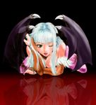  animal_print bat_print bat_wings blue_hair breasts cleavage demon_girl elbow_gloves gloves green_eyes head_wings large_breasts morrigan_aensland nekoi_mie pantyhose print_legwear solo succubus vampire_(game) wings 