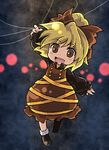  blonde_hair bow brown_eyes hair_bow kurodani_yamame pixel_art pote_(ptkan) short_hair solo touhou 