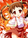  artist_request backpack bag bakemonogatari brown_hair hachikuji_mayoi hair_ribbon hairband monogatari_(series) red_eyes ribbon solo twintails 