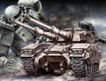  bad_pixiv_id caterpillar_tracks dust ground_vehicle gundam gundam_ms_igloo mecha military military_vehicle motor_vehicle naga_hana no_humans spikes tank tank_focus type_61_(gundam) zaku zaku_ii zaku_ii_f/j 