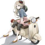  blush brown_hair freckles green_eyes ground_vehicle hat helmet lambretta long_hair mini_hat mini_top_hat motor_vehicle original scooter sitting solo tansuke top_hat 