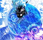  abstract black_hair flower kazaana long_hair original rain skirt solo 