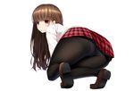  ass brown_hair cameltoe long_hair original panties pantyhose pink_eyes skirt underwear uttt white 