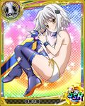  1girl ass blush boots high_school_dxd looking_at_viewer official_art panties short_hair small_breasts solo sword torn_clothes toujou_koneko weapon white_hair yellow_eyes 