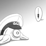  gradient_background greyscale hat kantai_collection miso_panda monochrome monster no_humans non-human_admiral_(kantai_collection) one-eyed simple_background tentacles translated 