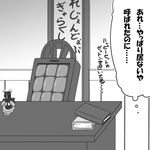  chair desk greyscale kantai_collection miso_panda model monochrome no_humans partially_translated translation_request ultra_series ultraman_(1st_series) zetton 