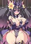  bare_shoulders bars between_breasts black_hair black_wings blush breast_hold breasts cleavage covered_nipples crying crying_with_eyes_open curvy earrings feathered_wings flower gauntlets hair_flower hair_ornament hand_between_breasts jewelry large_breasts md5_mismatch persephone_(p&amp;d) pointy_ears pubic_hair purple_eyes purple_legwear puzzle_&amp;_dragons rakuma_kanori see-through showgirl_skirt solo tears thick_thighs thighhighs thighs tiara trembling wide_hips wings 