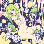  bandages green_eyes green_hair gumi long_hair nude short_hair_with_long_locks sidelocks solo urara_(sumairuclover) vocaloid 