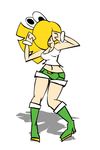  animated animated_gif blonde_hair boots bracelet cloth clothing cosplay dancing female googly_eyes hair jewelry koopa_troopa lowres mario_bros minus8 nintendo shirt shorts super_mario_bros. tube_top video_games 