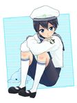  black_hair blue_eyes child dolphin free! full_body hat kneehighs male_focus mary_janes nanase_haruka_(free!) sailor sailor_hat shoes solo white_legwear younger 