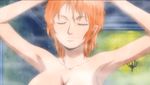  1girl breasts large_breasts nami nami_(one_piece) one_piece orange_hair shower solo thriller_bark wet_hair 