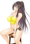  :o bare_shoulders black_hair black_panties blush breasts camisole cleavage covered_nipples green_eyes kore_wa_zombie_desu_ka? large_breasts long_hair midriff muffin_(sirumeria) navel panties ponytail seraphim_(kore_wa_zombie_desu_ka?) side-tie_panties sitting solo stool underwear underwear_only wide_ponytail 