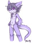  bulge chest_tuft dragon fur hair invalid_tag loincloth long_hair male nurinaki purple_eyes solo standing tuft 