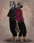  3_toes barefoot biped black_nose brown_body brown_fur brown_tail calavera carson_(torvus) clone clothed clothing day_of_the_dead fur hair hi_res hyaenid male mammal piercing remekeirstead silver_hair toes yellow_eyes 
