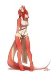  anthro barefoot brown_nose canine female fish front fur green_eyes hair hybrid loincloth lost-paw mammal marine multicolor_fur nuro paws plain_background red_fur red_hair shark simple_background solo standing tan_fur two_tone_fur white_background white_fur 