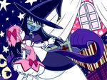  akemi_homura black_hair closed_eyes dancing dress face_mask hand_on_hip hat holding_hands homulilly interlocked_fingers kaname_madoka long_hair looking_away mahou_shoujo_madoka_magica mahou_shoujo_madoka_magica_movie mask multiple_girls nura_(oaaaaaa) pink_eyes record short_twintails skeletal_arm spoilers star twintails witch_(madoka_magica) witch_hat yellow_eyes yuri 