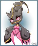  banette breasts female fhran inverted_nipples looking_at_viewer mega_banette mega_evolution nintendo nipples pok&#233;mon pok&eacute;mon purple_eyes solo video_games zipper 