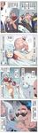  1boy 1girl 4koma =_= ? absurdres after_sex animal_ears aqua_hair armor bald bed bed_sheet blue_eyes blue_hair blue_skin braum_(league_of_legends) chinese cold comic crying facial_hair highres horns league_of_legends lissandra long_hair mustache naked_scarf nude pillow poro_(league_of_legends) running scarf smoke snow spoken_question_mark streaming_tears sweat tattoo tears translated trembling waero 