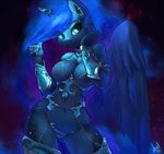  armor atryl blue_eyes blue_fur blue_hair clothed clothing ear_piercing equine female friendship_is_magic fur hair horn long_hair looking_at_viewer mammal my_little_pony piercing princess_luna_(mlp) skimpy solo standing winged_unicorn wings 