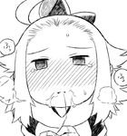  after_fellatio ahoge blush bravely_default:_flying_fairy bravely_default_(series) cum cum_in_mouth edea_lee full-face_blush greyscale half-closed_eyes heavy_breathing long_hair monochrome solo tears translation_request tsukudani_(coke-buta) 