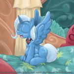  alicorn_amulet blue_fur cutie_mark equine eyes_closed friendship_is_magic fur hair hi_res horn inside mammal my_little_pony open_mouth pregnant smudge_proof solo spread_wings trixie_(mlp) winged_unicorn wings yawn 