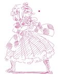  bell boots checkered cross-laced_footwear glasses hair_bell hair_ornament japanese_clothes lace-up_boots mitsumoto_jouji monochrome motoori_kosuzu sleeves_rolled_up touhou 