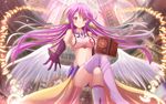  angel_wings arch bangs blush book bookshelf breasts collarbone crossed_legs feathered_wings flying foreshortening gloves gradient_eyes gradient_hair halo highres jibril_(no_game_no_life) kazenokaze large_breasts library light_rays long_hair looking_at_viewer low_wings midriff mismatched_legwear multicolored multicolored_eyes multicolored_hair navel no_game_no_life orange_eyes outstretched_arm pink_eyes pink_hair purple_legwear reaching shiny shiny_skin shoes sideboob silver_hair single_shoe smile solo sunbeam sunlight tattoo thighhighs thighs wallpaper white_wings wings 
