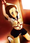  1girl arms_up bdsm bondage bound breasts female hyouka ibara_mayaka nipples rope shibari skirt solo soramame_(39link) 