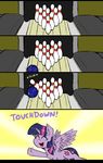  bowling bowling_ball bowling_pins cutie_mark dialog english_text equine eyes_closed fail female feral friendship_is_magic hair happy horn ichibangravity mammal multi-colored_hair my_little_pony purple_hair smile solo text twilight_sparkle_(mlp) winged_unicorn wings 