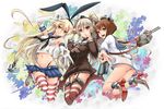  3girls amatsukaze_(kantai_collection) anchor ass bangs black_panties blonde_hair blush brown_eyes brown_hair dress elbow_gloves garter_straps gloves hair_ornament hairband heart heart-shaped_pupils highleg highleg_panties kantai_collection long_hair looking_at_viewer multiple_girls navel olmatown open_mouth panties red_legwear sailor_dress school_uniform serafuku shimakaze_(kantai_collection) short_dress short_hair silver_hair skirt smile star star-shaped_pupils striped striped_legwear symbol-shaped_pupils thighhighs two_side_up underwear v white_gloves white_panties yukikaze_(kantai_collection) zettai_ryouiki 