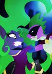  angry dragon duo equine eye_contact female feral friendship_is_magic green_hair green_spikes hair horse hum_drum_(mlp) humdrum_(mlp) long_hair male mammal mane-iac_(mlp) mask my_little_pony pony power_ponies_(mlp) rariedash spike_(mlp) teeth 