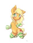  alasou alpha_channel applejack_(mlp) blonde_hair blush cutie_mark equine female friendship_is_magic fur green_eyes hair horse looking_at_viewer loose_hair mammal my_little_pony orange_fur plain_background pony socks solo transparent_background 