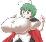  1girl blus blush breasts gigantic_breasts green_eyes green_hair hips naniwadou open_mouth puffy_nipples solo surprised tongue touhou wriggle_nightbug 