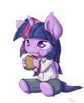 alasou alpha_channel anthro anthrofied burger chibi clothing eating equine female food friendship_is_magic fur hair horn mammal my_little_pony plain_background purple_eyes purple_fur purple_hair sitting solo transparent_background twilight_sparkle_(mlp) winged_unicorn wings 