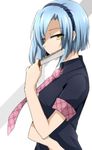  akuma_no_riddle blue_hair hairband highres kago-tan looking_at_viewer necktie short_hair shutou_suzu solo yellow_eyes 