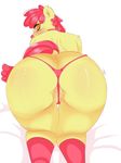  anthro apple_bloom_(mlp) back_turned blush butt cbatie11 equine female friendship_is_magic fur hair horse legwear looking_at_viewer looking_back mammal my_little_pony older pony presenting pussy raised_tail red_hair solo stockings thong yellow_fur 