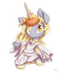  alasou alpha_channel anthro anthrofied blonde_hair chibi clothing crown derpy_hooves_(mlp) dress equine female friendship_is_magic fur grey_fur hair looking_at_viewer mammal my_little_pony pegasus plain_background plunger smile solo transparent_background wings yellow_eyes 